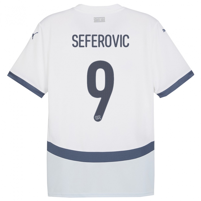 Dzieci Szwajcaria Haris Seferovic #9 Biały Wyjazdowa Koszulka 24-26 Koszulki Klubowe