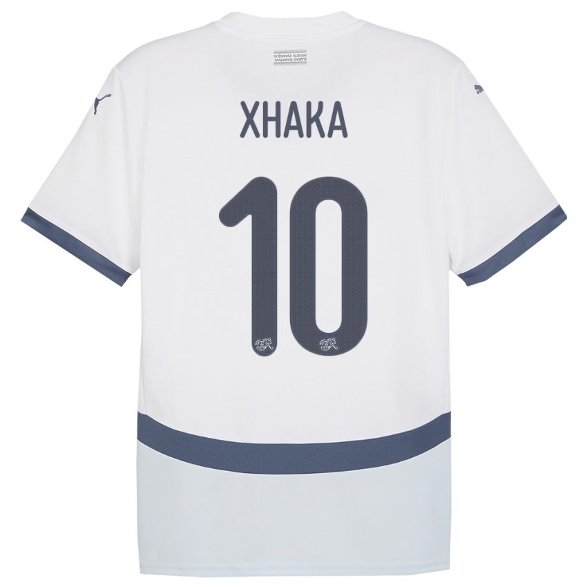 Dzieci Szwajcaria Granit Xhaka #10 Biały Wyjazdowa Koszulka 24-26 Koszulki Klubowe