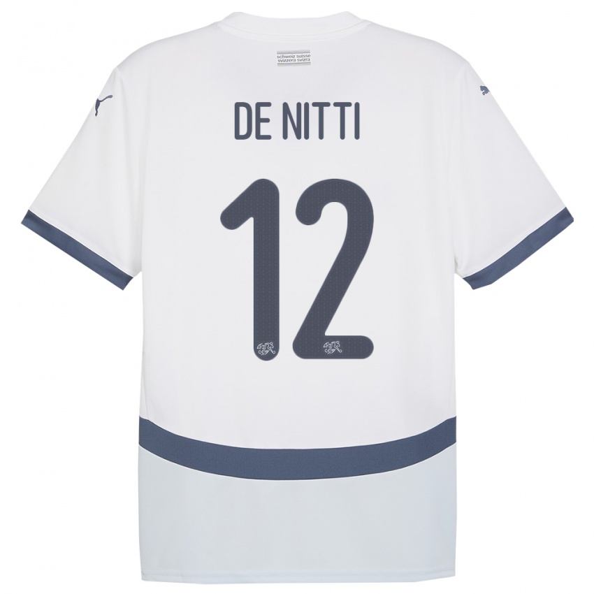 Dzieci Szwajcaria Gianni De Nitti #12 Biały Wyjazdowa Koszulka 24-26 Koszulki Klubowe