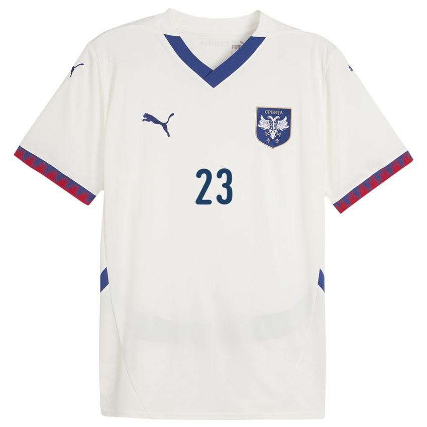 Dzieci Serbia Vanja Milinkovic-Savic #23 Biały Wyjazdowa Koszulka 24-26 Koszulki Klubowe