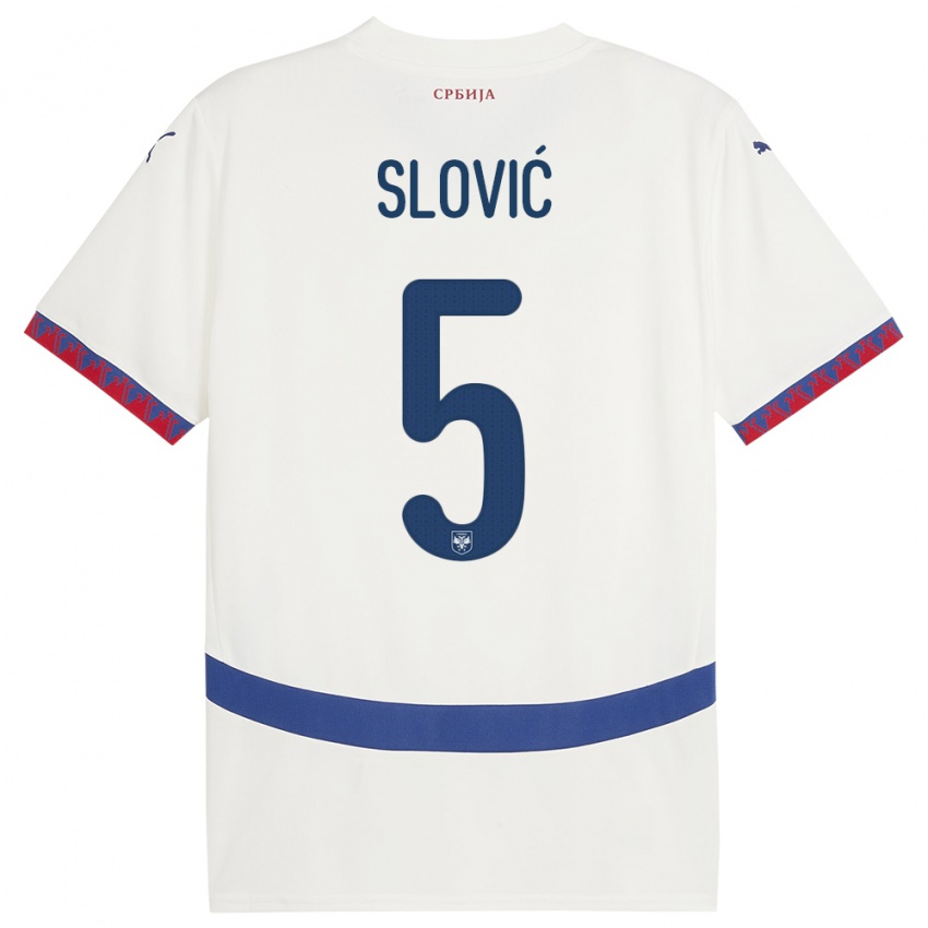Dzieci Serbia Violeta Slovic #5 Biały Wyjazdowa Koszulka 24-26 Koszulki Klubowe