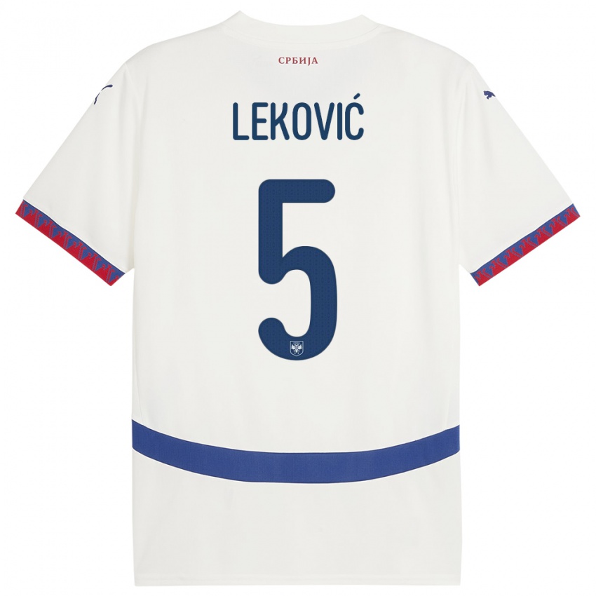 Dzieci Serbia Stefan Lekovic #5 Biały Wyjazdowa Koszulka 24-26 Koszulki Klubowe