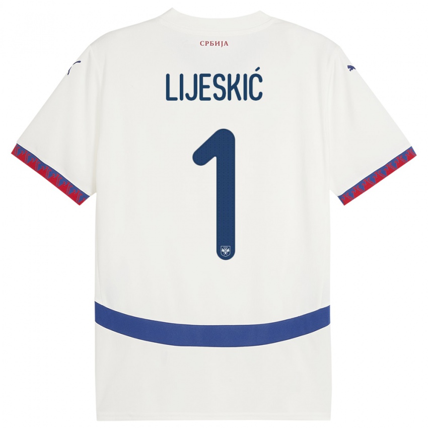 Dzieci Serbia Luka Lijeskic #1 Biały Wyjazdowa Koszulka 24-26 Koszulki Klubowe