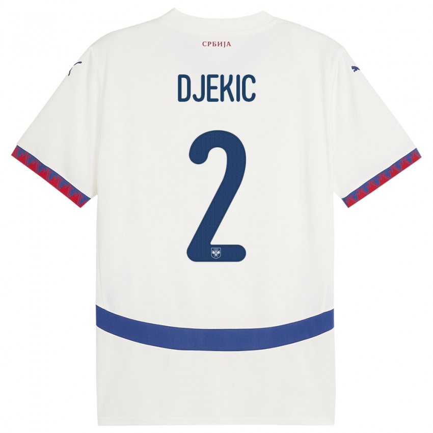 Dzieci Serbia Djuro Giulio Djekic #2 Biały Wyjazdowa Koszulka 24-26 Koszulki Klubowe