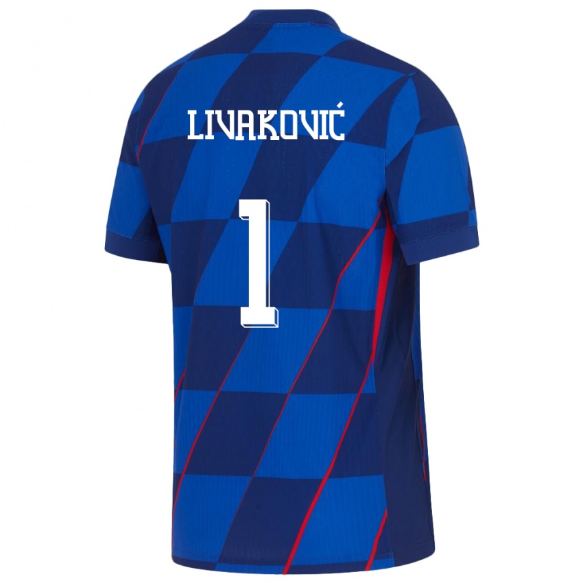Dzieci Chorwacja Dominik Livakovic #1 Niebieski Wyjazdowa Koszulka 24-26 Koszulki Klubowe
