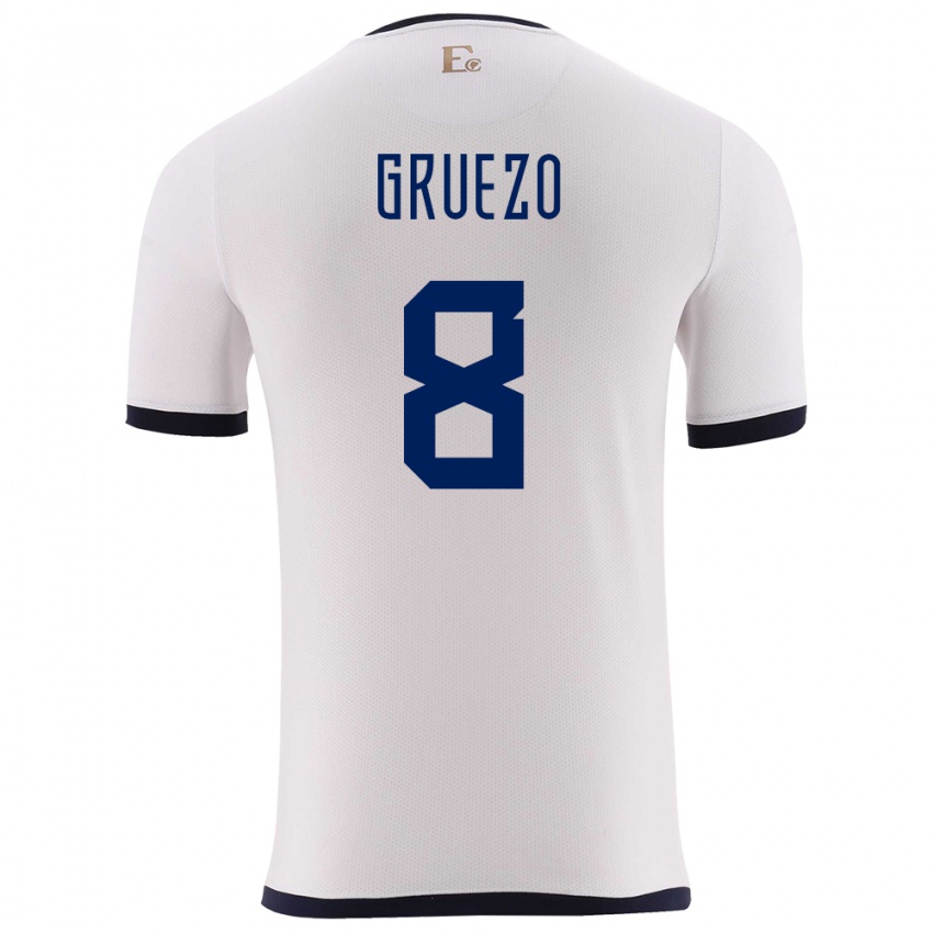 Dzieci Ecuador Carlos Gruezo #8 Biały Wyjazdowa Koszulka 24-26 Koszulki Klubowe