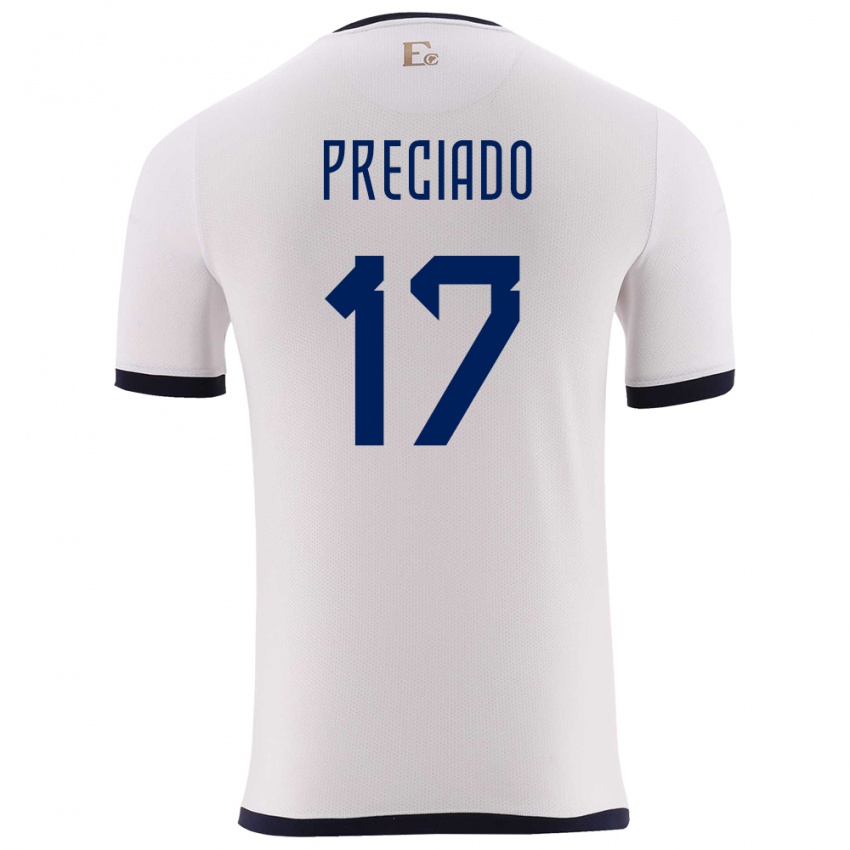 Dzieci Ecuador Angelo Preciado #17 Biały Wyjazdowa Koszulka 24-26 Koszulki Klubowe