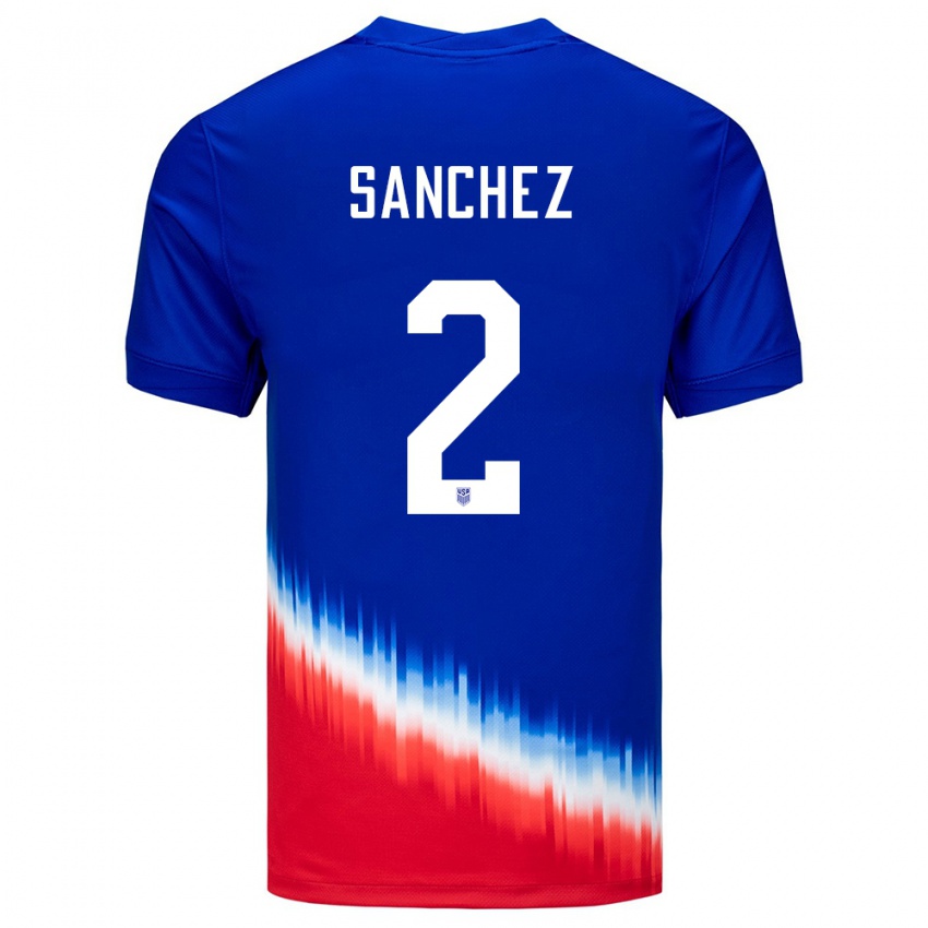 Dzieci Stany Zjednoczone Ashley Sanchez #2 Niebieski Wyjazdowa Koszulka 24-26 Koszulki Klubowe