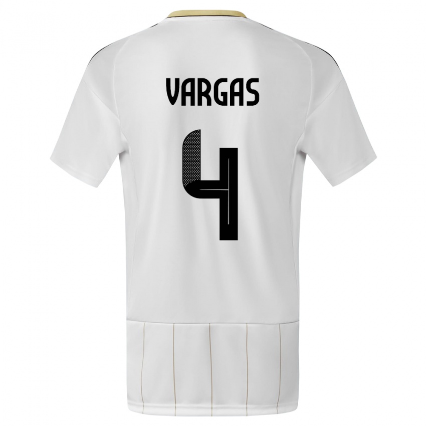 Dzieci Kostaryka Juan Pablo Vargas #4 Biały Wyjazdowa Koszulka 24-26 Koszulki Klubowe