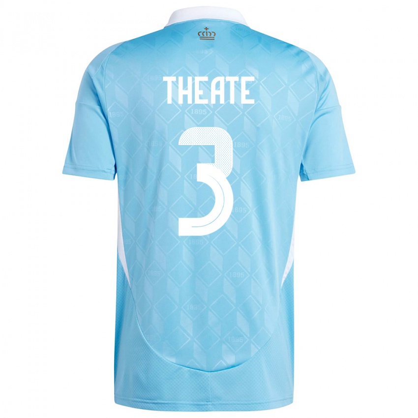Dzieci Belgia Arthur Theate #3 Niebieski Wyjazdowa Koszulka 24-26 Koszulki Klubowe