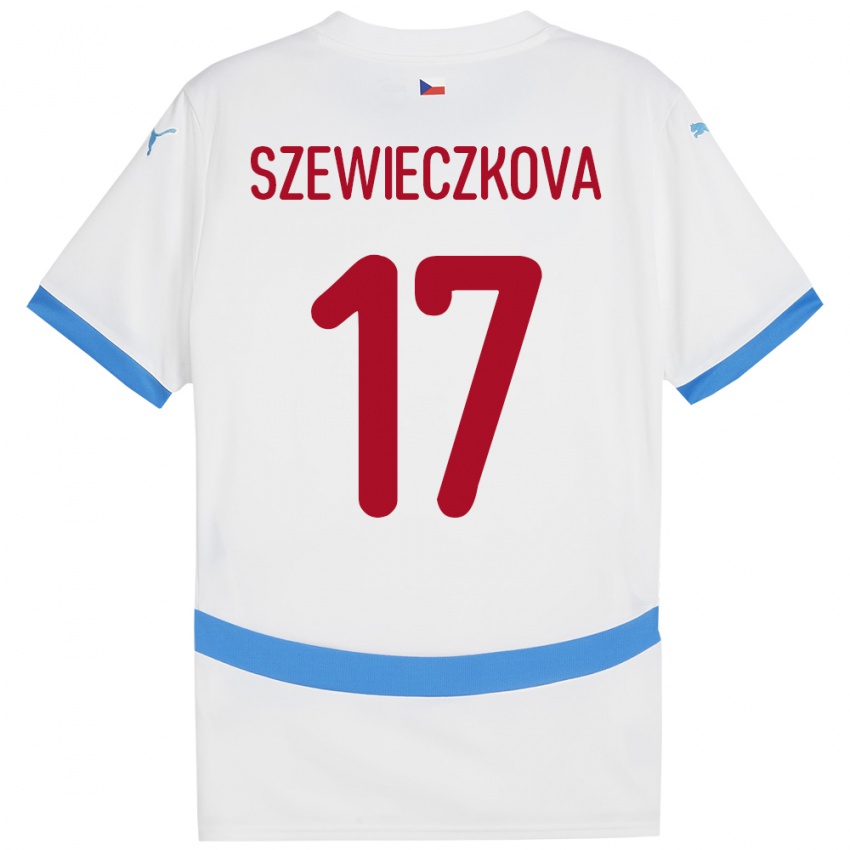 Dzieci Czechy Tereza Szewieczková #17 Biały Wyjazdowa Koszulka 24-26 Koszulki Klubowe