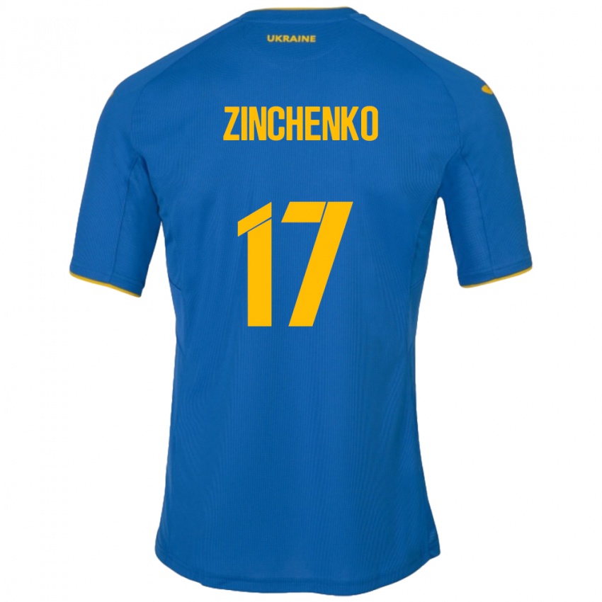 Dzieci Ukraina Oleksandr Zinchenko #17 Niebieski Wyjazdowa Koszulka 24-26 Koszulki Klubowe