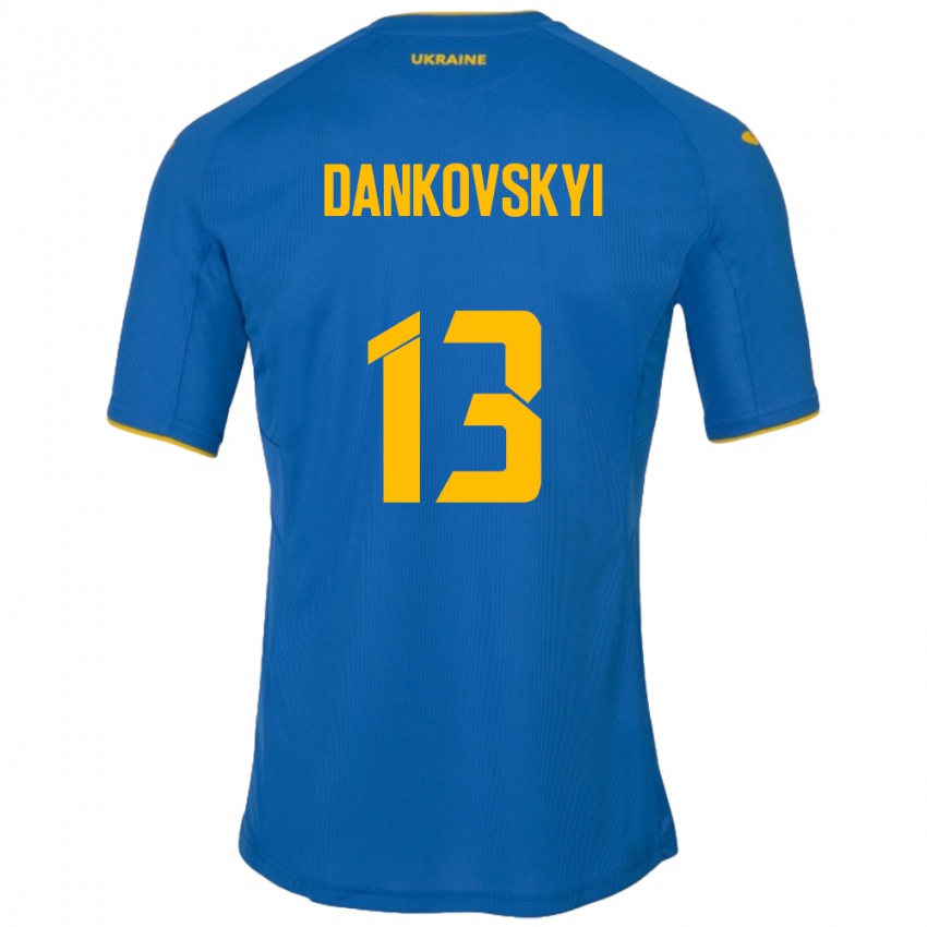 Dzieci Ukraina Yegor Dankovskyi #13 Niebieski Wyjazdowa Koszulka 24-26 Koszulki Klubowe