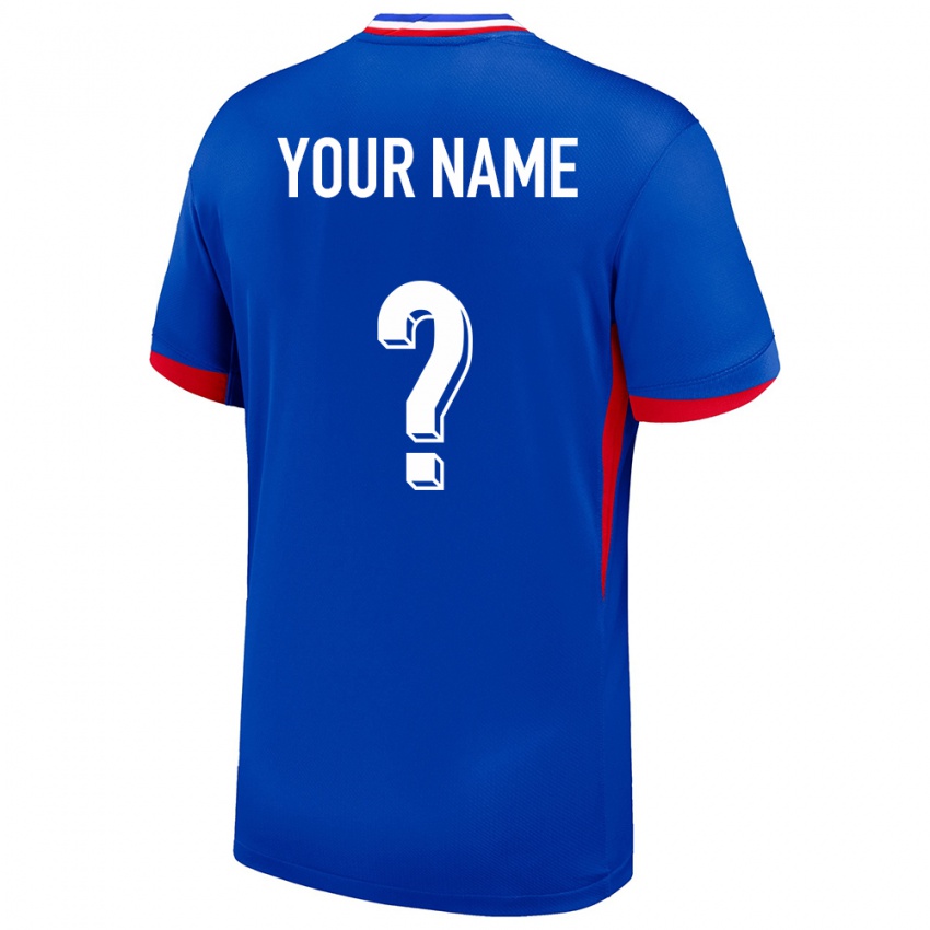 Męski Francja Twoje Imię #0 Niebieski Domowa Koszulka 24-26 Koszulki Klubowe