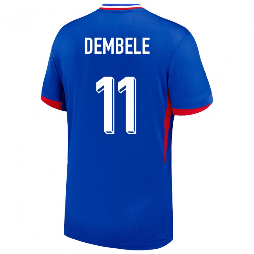 Męski Francja Ousmane Dembele #11 Niebieski Domowa Koszulka 24-26 Koszulki Klubowe