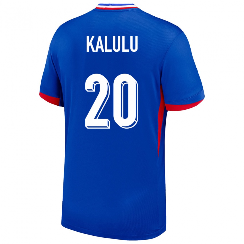 Męski Francja Pierre Kalulu #20 Niebieski Domowa Koszulka 24-26 Koszulki Klubowe