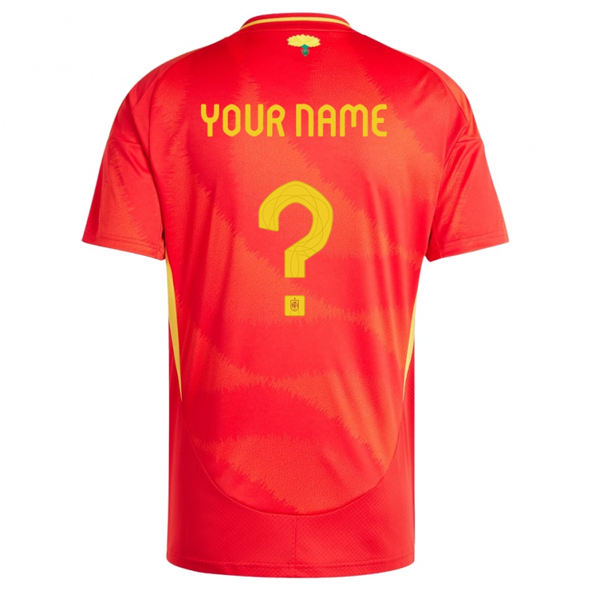 Męski Hiszpania Twoje Imię #0 Czerwony Domowa Koszulka 24-26 Koszulki Klubowe