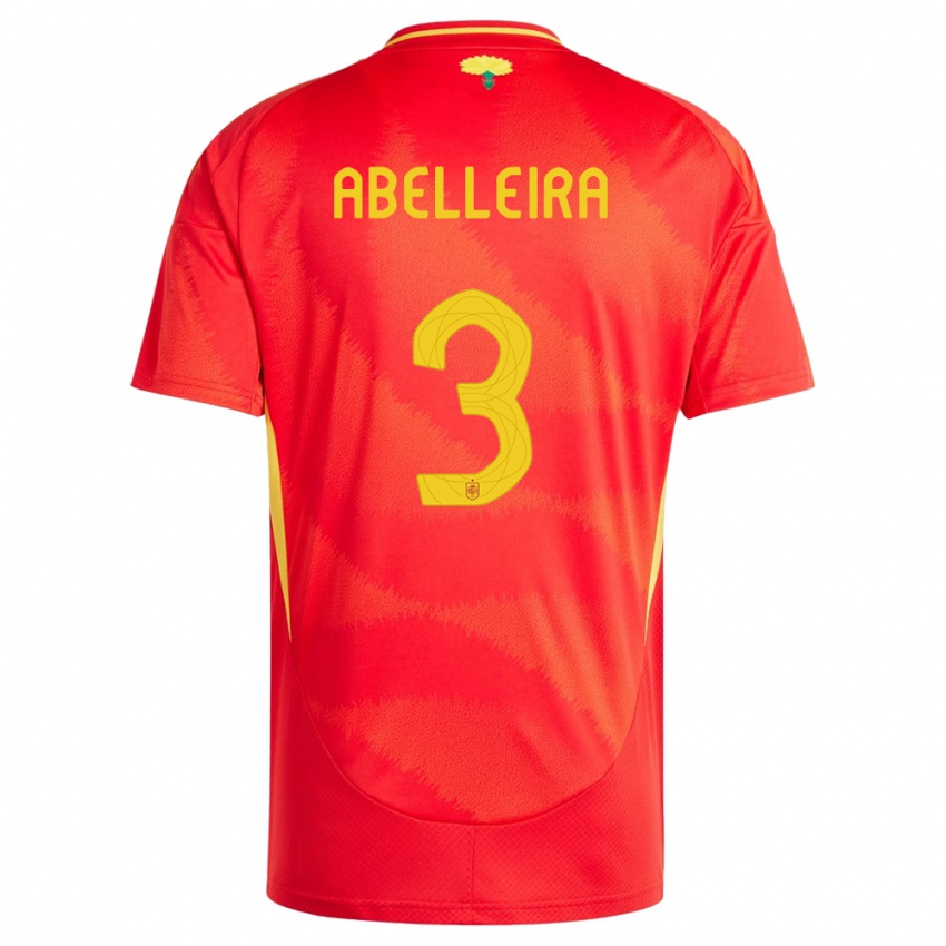 Męski Hiszpania Teresa Abelleira #3 Czerwony Domowa Koszulka 24-26 Koszulki Klubowe