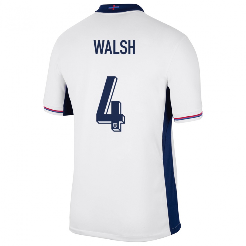 Męski Anglia Keira Walsh #4 Biały Domowa Koszulka 24-26 Koszulki Klubowe