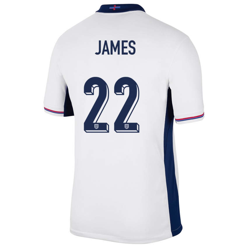 Męski Anglia Lauren James #22 Biały Domowa Koszulka 24-26 Koszulki Klubowe
