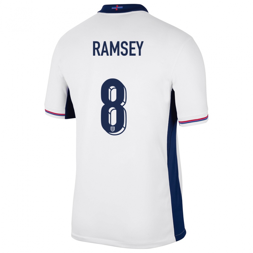 Męski Anglia Jacob Ramsey #8 Biały Domowa Koszulka 24-26 Koszulki Klubowe