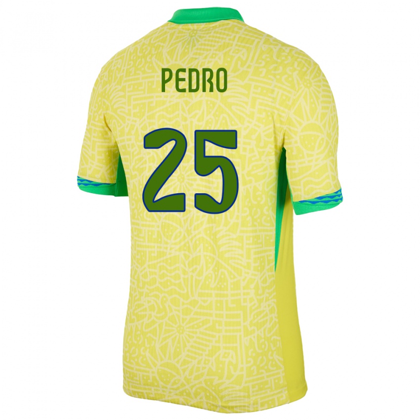 Męski Brazylia Pedro #25 Żółty Domowa Koszulka 24-26 Koszulki Klubowe
