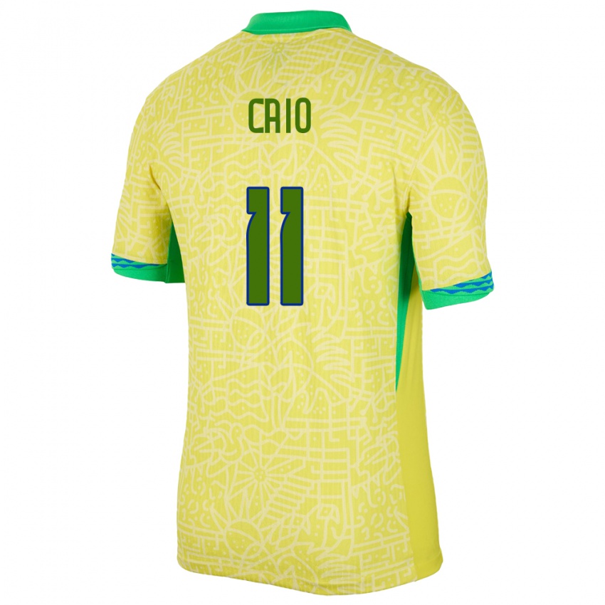 Męski Brazylia Caio #11 Żółty Domowa Koszulka 24-26 Koszulki Klubowe
