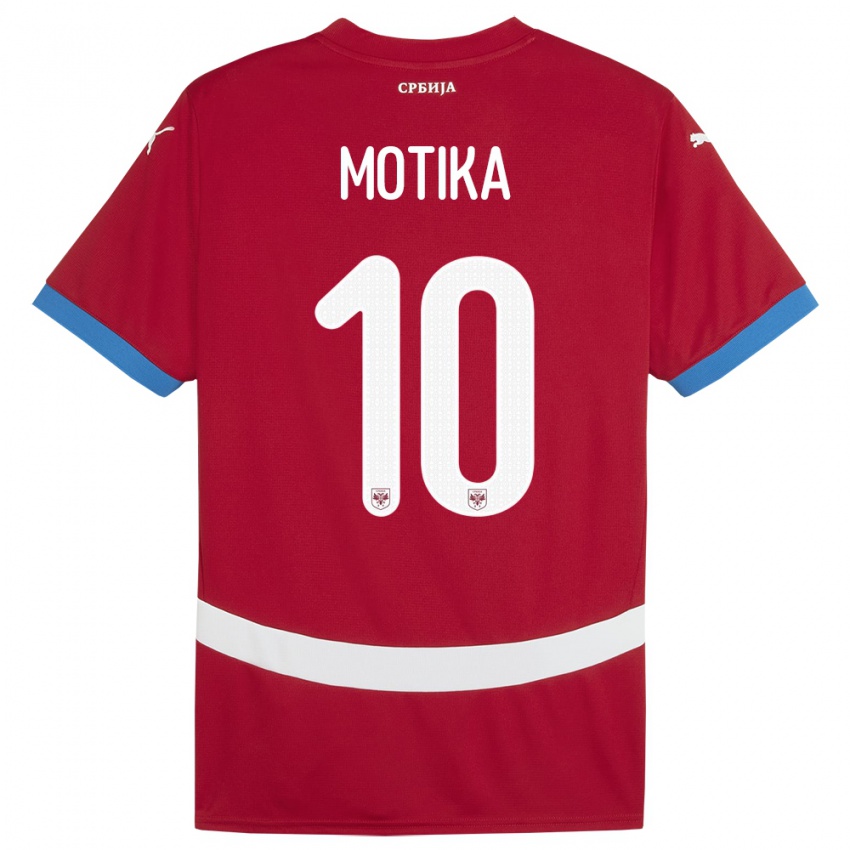 Męski Serbia Nemanja Motika #10 Czerwony Domowa Koszulka 24-26 Koszulki Klubowe