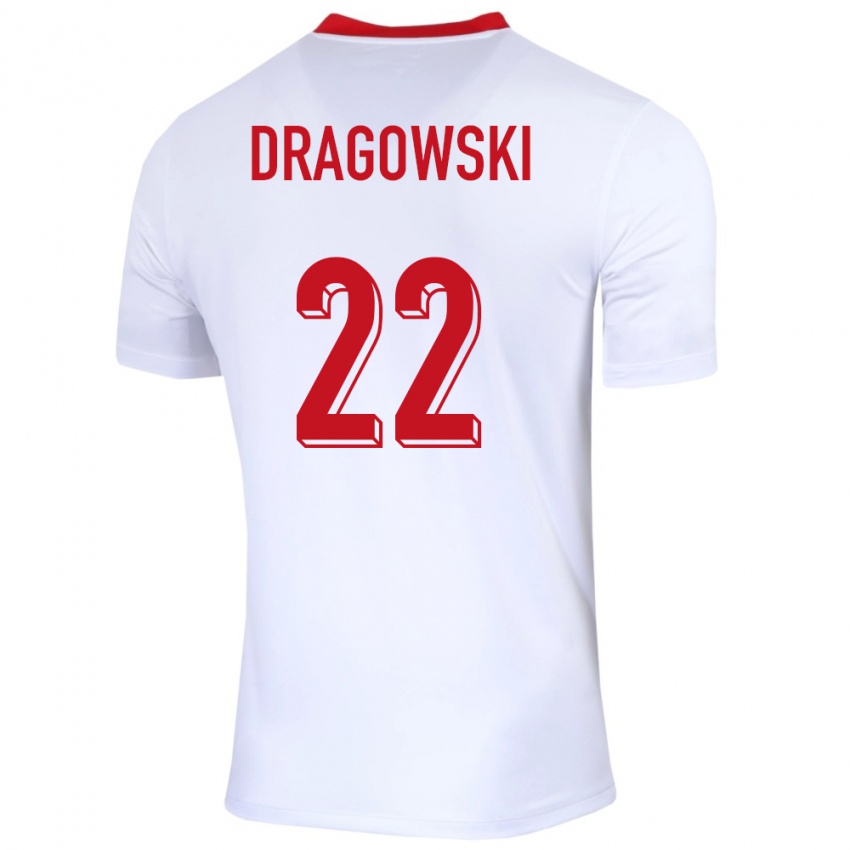 Męski Polska Bartlomiej Dragowski #22 Biały Domowa Koszulka 24-26 Koszulki Klubowe