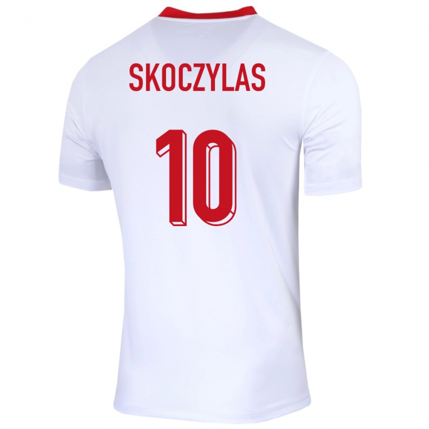 Męski Polska Mateusz Skoczylas #10 Biały Domowa Koszulka 24-26 Koszulki Klubowe