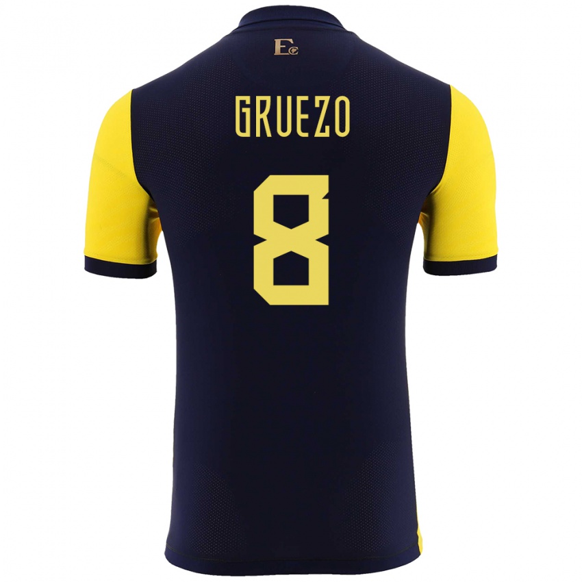 Męski Ecuador Carlos Gruezo #8 Żółty Domowa Koszulka 24-26 Koszulki Klubowe