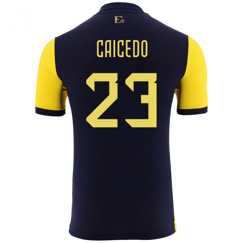 Męski Ecuador Moises Caicedo #23 Żółty Domowa Koszulka 24-26 Koszulki Klubowe