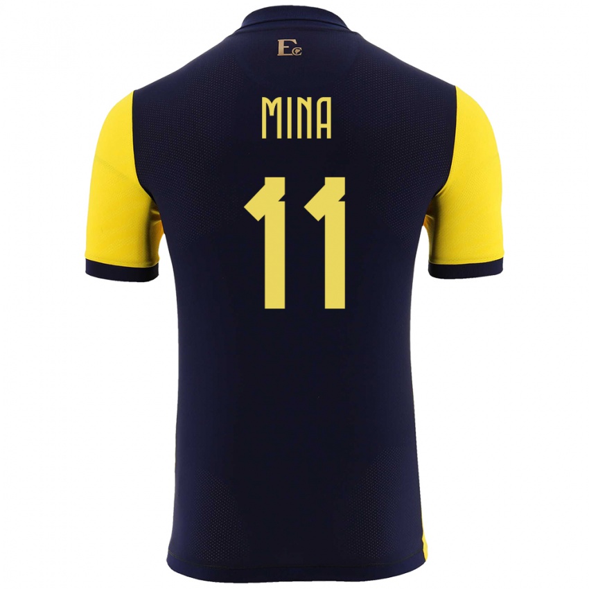 Męski Ecuador Ariel Mina #11 Żółty Domowa Koszulka 24-26 Koszulki Klubowe