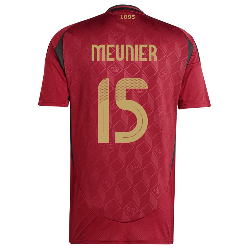 Męski Belgia Thomas Meunier #15 Burgundia Domowa Koszulka 24-26 Koszulki Klubowe