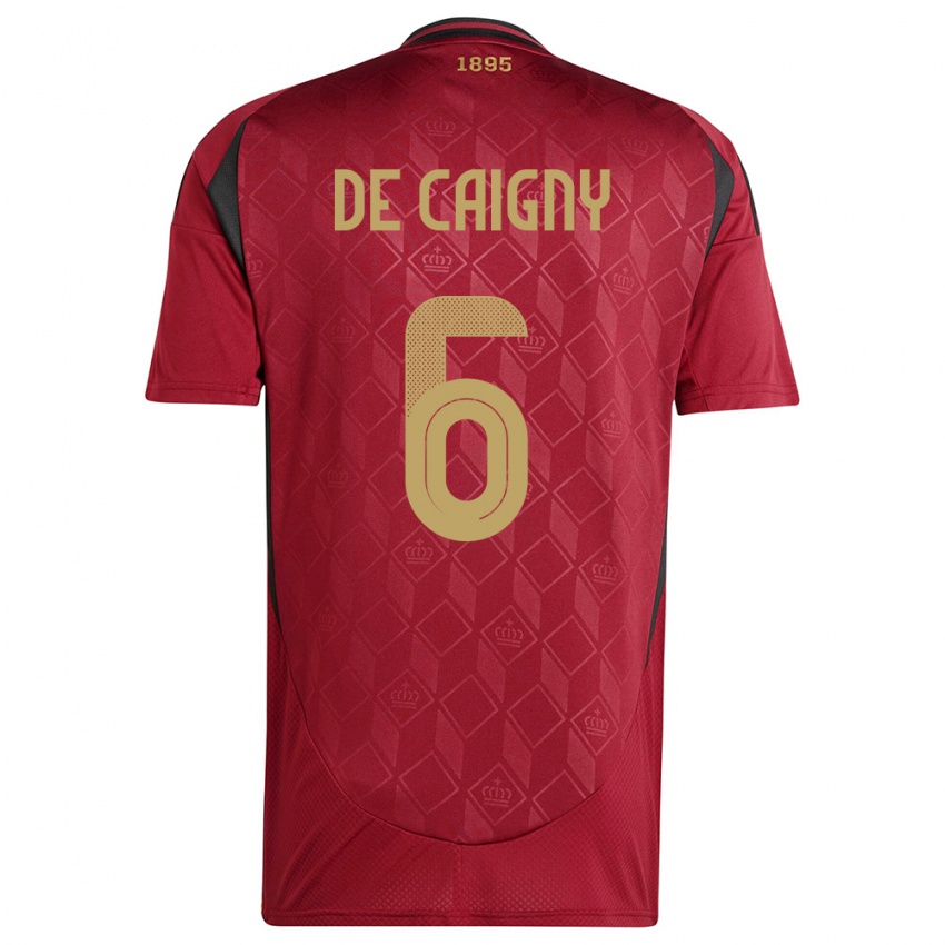 Męski Belgia Tine De Caigny #6 Burgundia Domowa Koszulka 24-26 Koszulki Klubowe