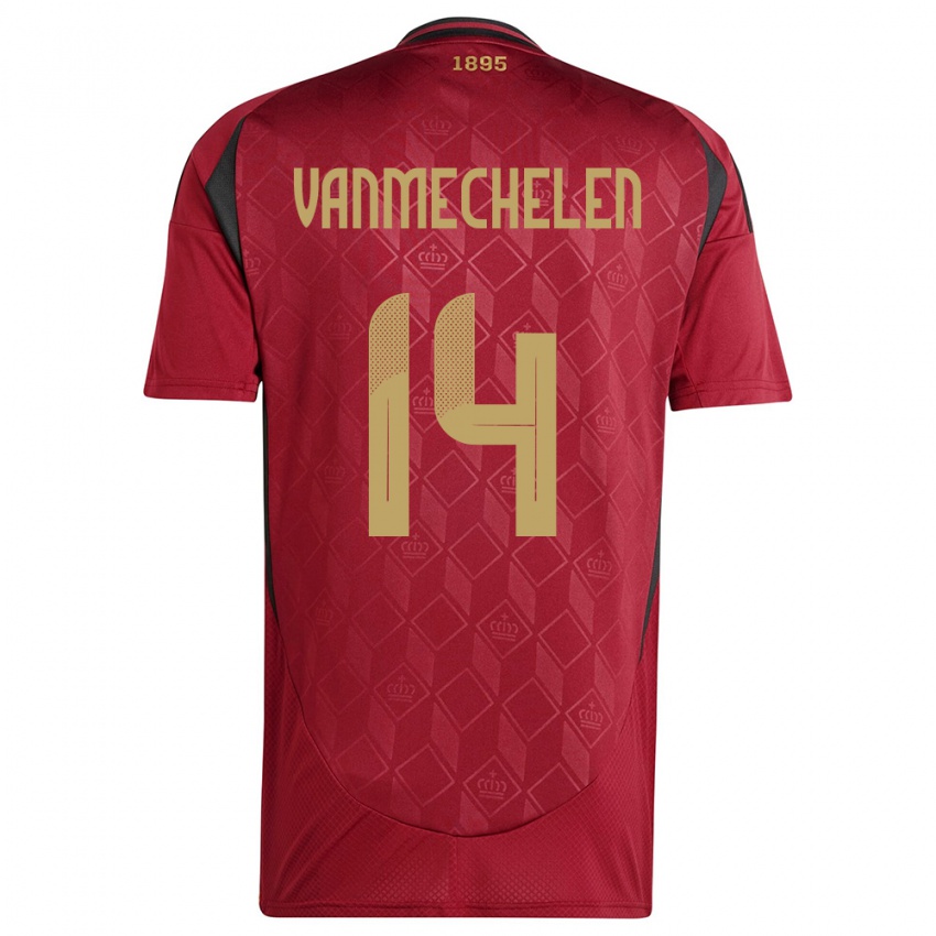 Męski Belgia Davinia Vanmechelen #14 Burgundia Domowa Koszulka 24-26 Koszulki Klubowe