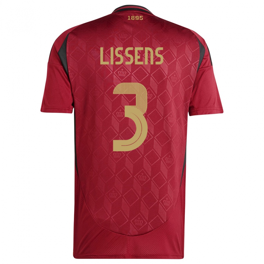 Męski Belgia Lucas Lissens #3 Burgundia Domowa Koszulka 24-26 Koszulki Klubowe