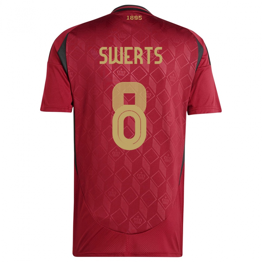 Męski Belgia Maarten Swerts #8 Burgundia Domowa Koszulka 24-26 Koszulki Klubowe