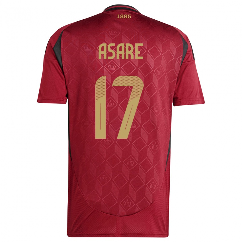 Męski Belgia Dirk Asare #17 Burgundia Domowa Koszulka 24-26 Koszulki Klubowe