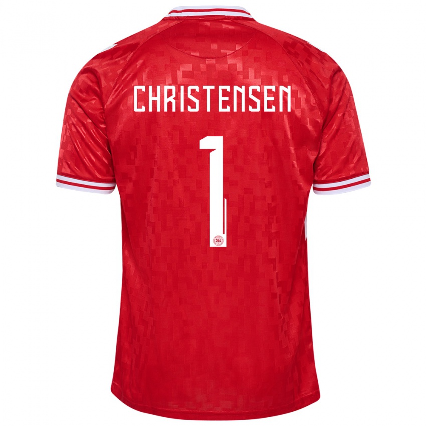 Męski Dania Lene Christensen #1 Czerwony Domowa Koszulka 24-26 Koszulki Klubowe