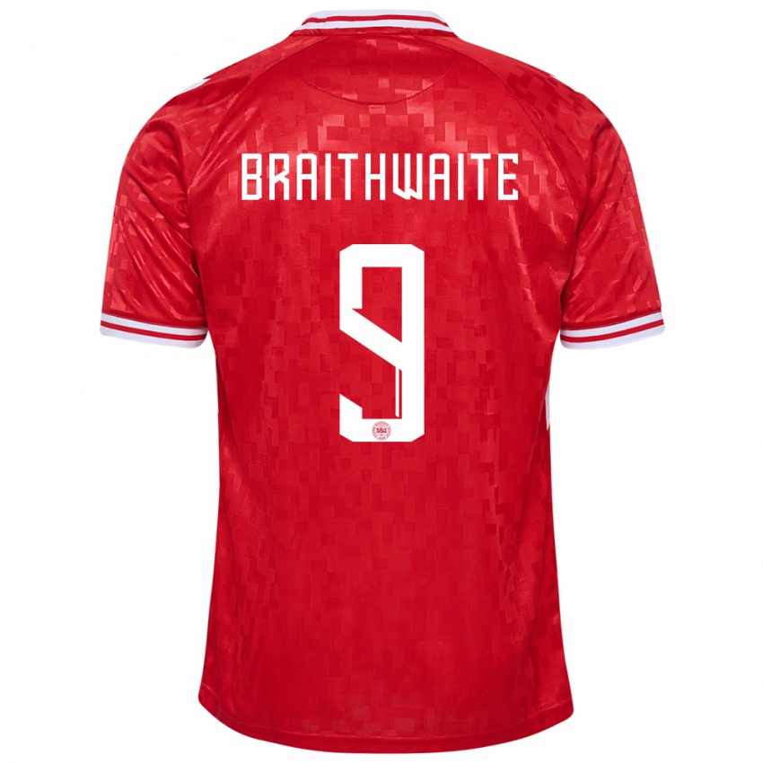Męski Dania Martin Braithwaite #9 Czerwony Domowa Koszulka 24-26 Koszulki Klubowe