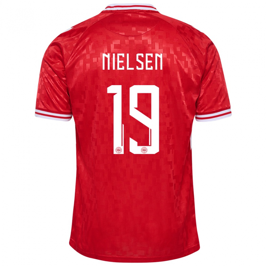 Męski Dania Casper Nielsen #19 Czerwony Domowa Koszulka 24-26 Koszulki Klubowe