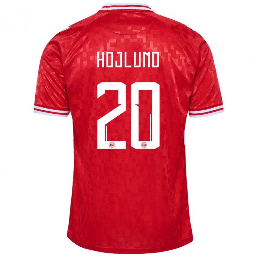 Męski Dania Rasmus Hojlund #20 Czerwony Domowa Koszulka 24-26 Koszulki Klubowe
