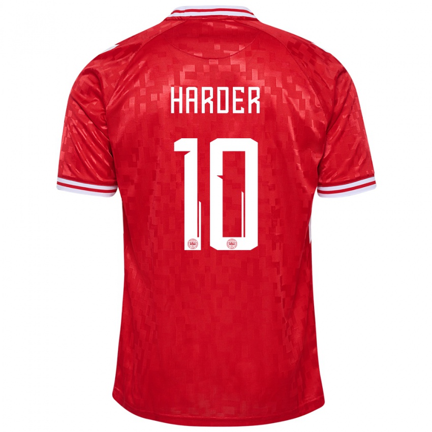 Męski Dania Pernille Harder #10 Czerwony Domowa Koszulka 24-26 Koszulki Klubowe