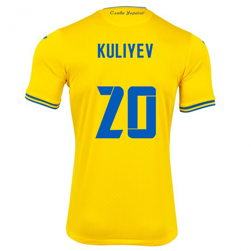 Męski Ukraina Eldar Kuliyev #20 Żółty Domowa Koszulka 24-26 Koszulki Klubowe