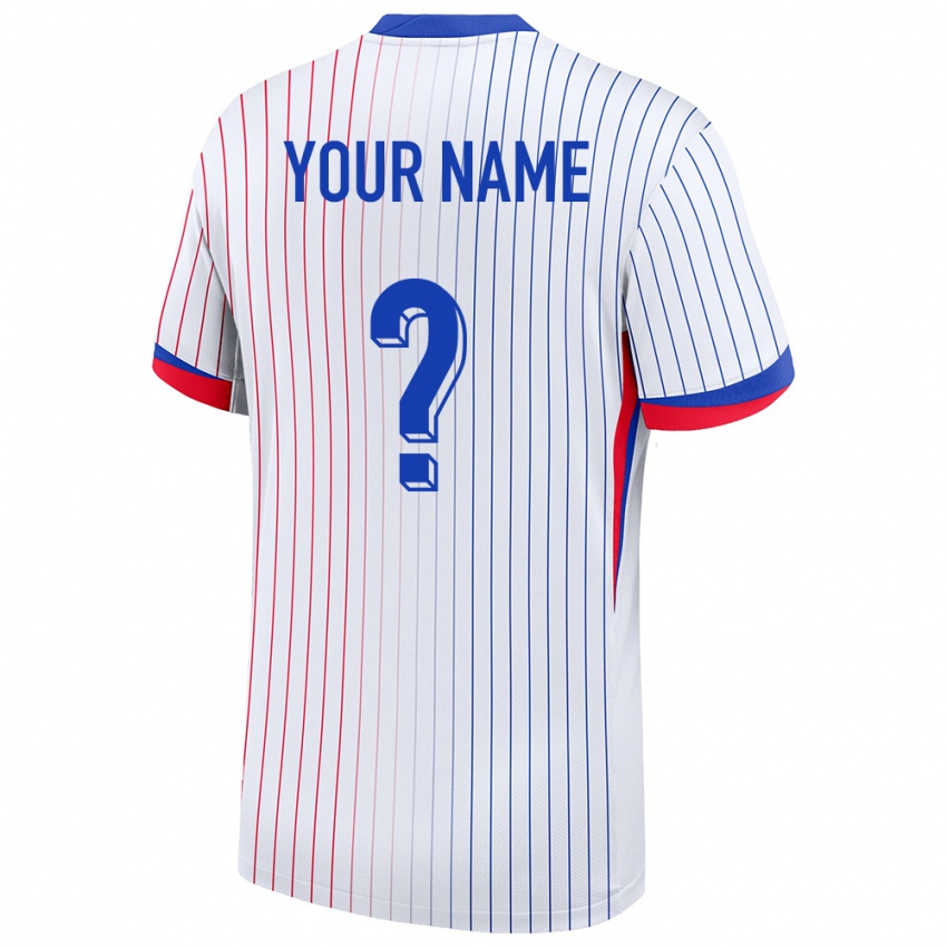Męski Francja Twoje Imię #0 Biały Wyjazdowa Koszulka 24-26 Koszulki Klubowe