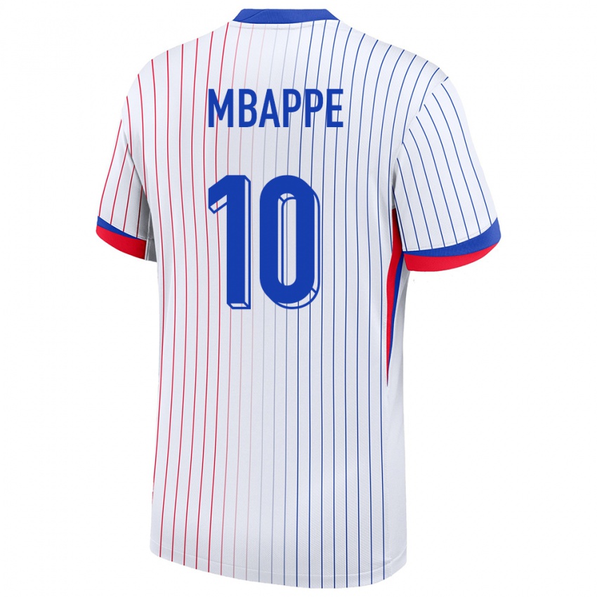 Męski Francja Kylian Mbappe #10 Biały Wyjazdowa Koszulka 24-26 Koszulki Klubowe