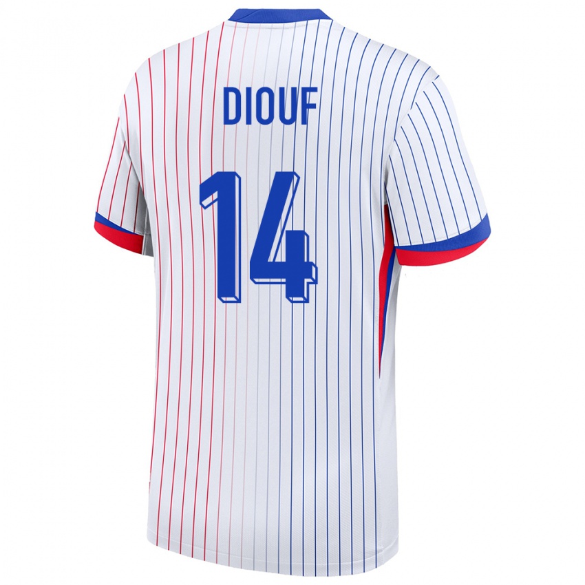 Męski Francja Andy Diouf #14 Biały Wyjazdowa Koszulka 24-26 Koszulki Klubowe