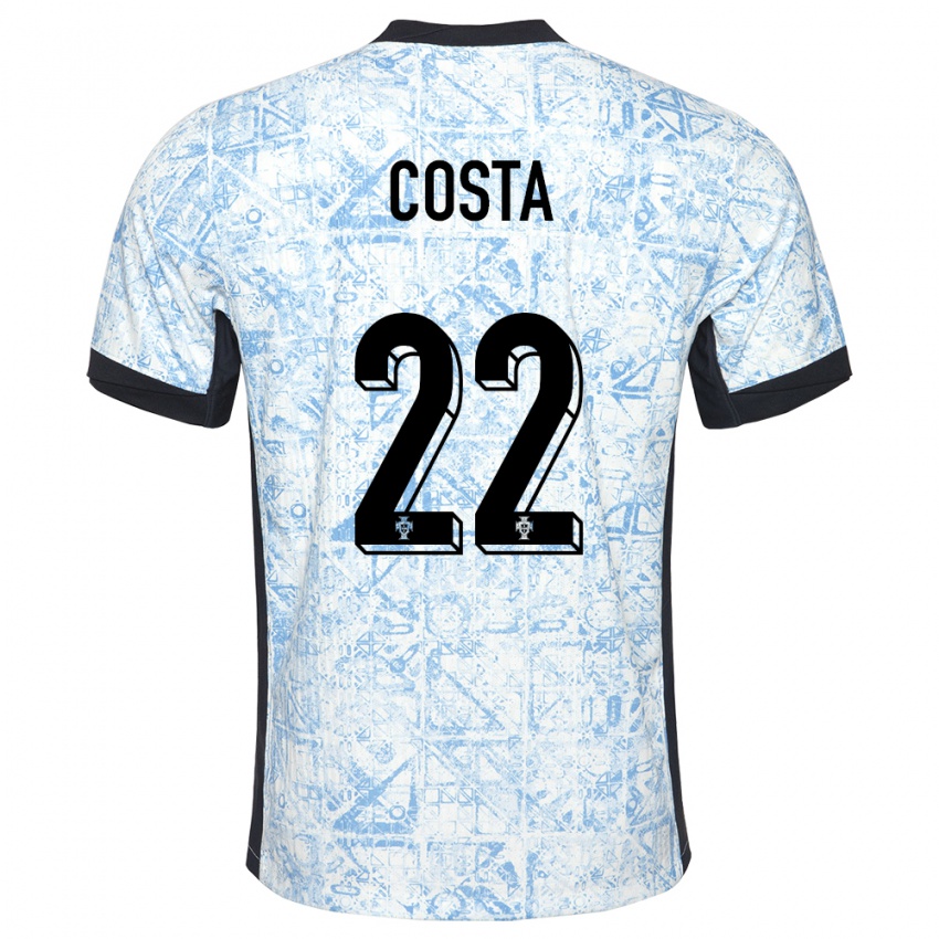 Męski Portugalia Diogo Costa #22 Kremowy Niebieski Wyjazdowa Koszulka 24-26 Koszulki Klubowe
