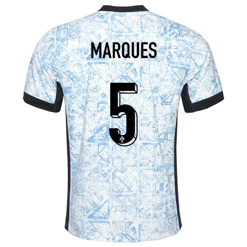 Męski Portugalia Martim Marques #5 Kremowy Niebieski Wyjazdowa Koszulka 24-26 Koszulki Klubowe